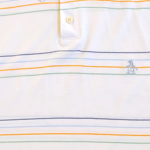 NWOT. Original Penguin Short Sleeve Polo Shirt w/embroidered logo & color stripe - Picture 3 of 6